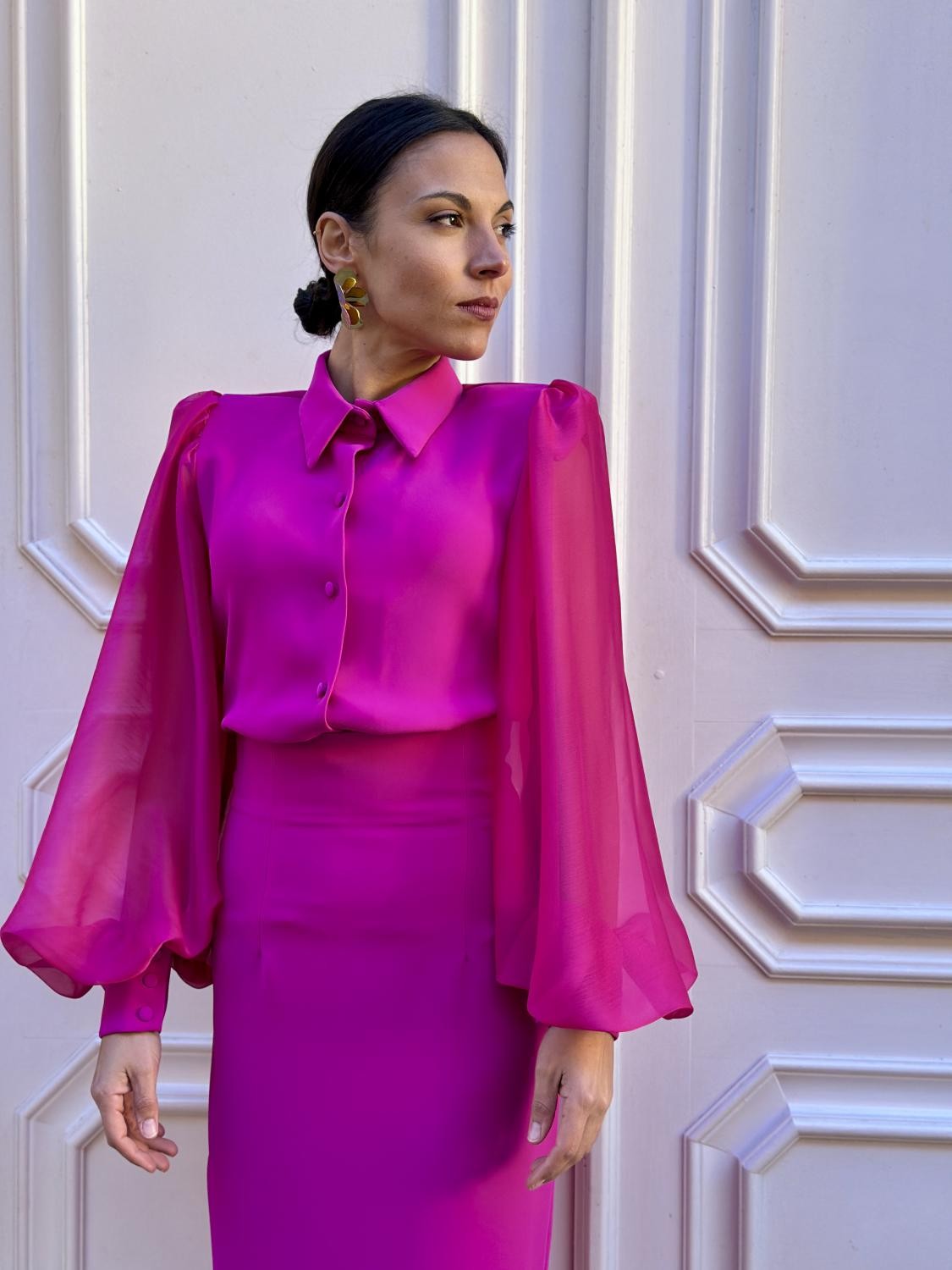 Melissa Largo Gasa Cortes Con Espejismo Fucsia Tallas Grandes