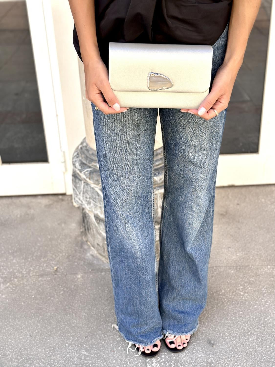 BOLSO CARTERA FIESTA PIEDRA GALAXIA PLATA Plata