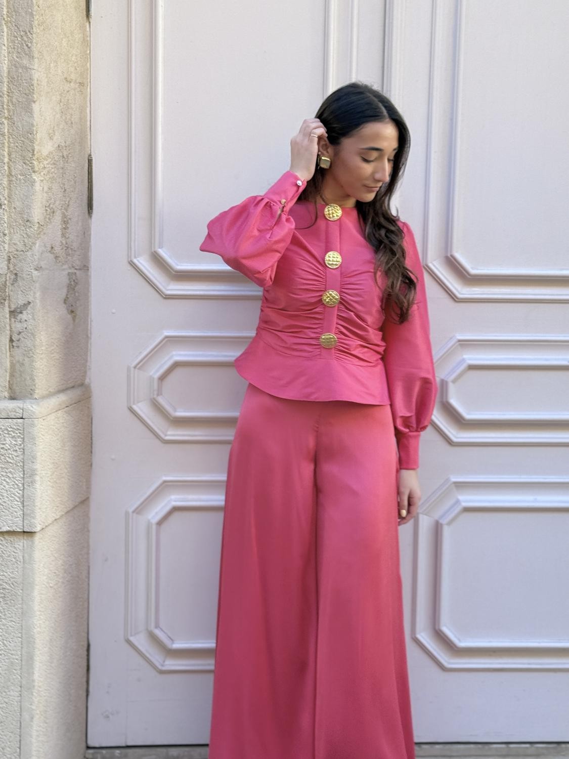 BLUSA INVITADA FRUNCIDA JOYA CORAL Coral