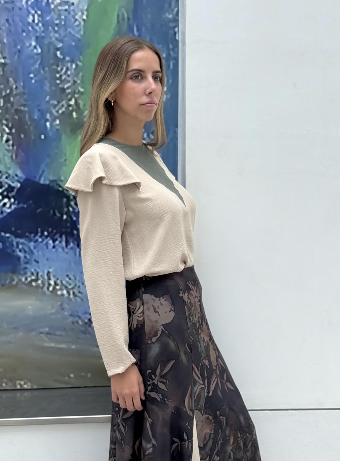 BLUSA PICO CONTRASTE V Beige