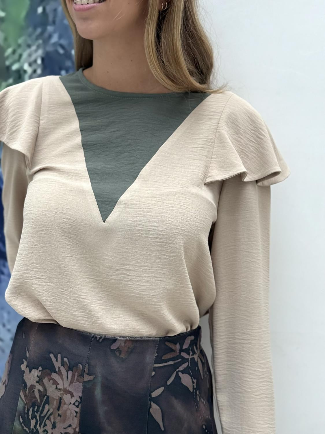 BLUSA PICO CONTRASTE V Beige