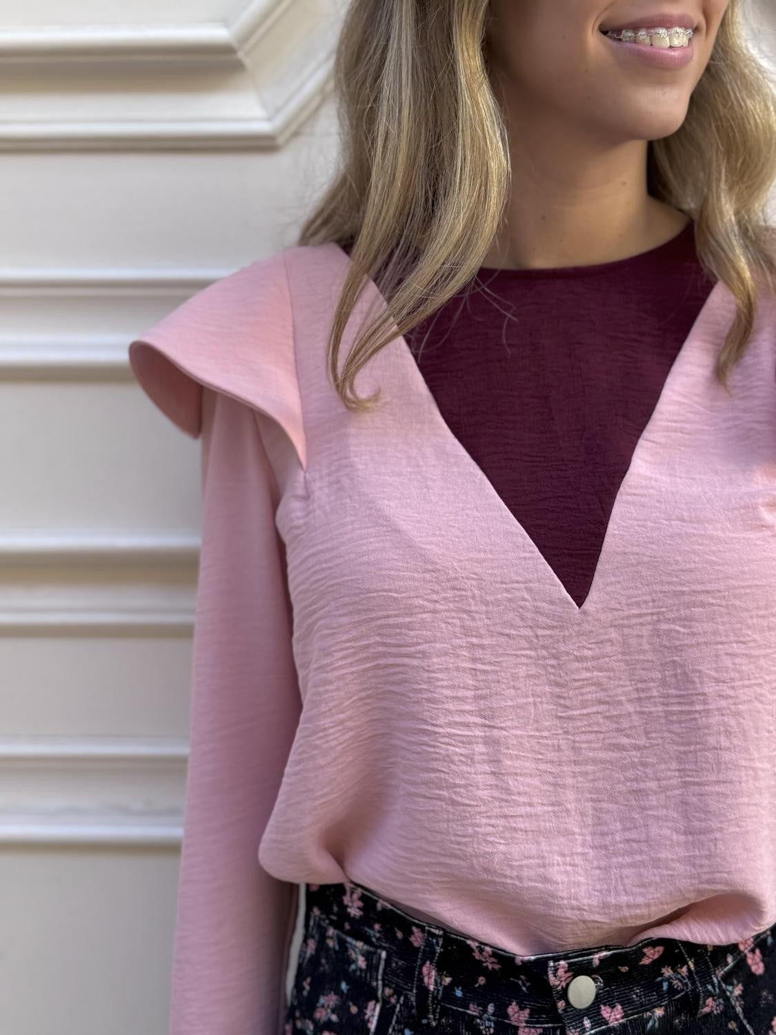 BLUSA PICO CONTRASTE V Rosa