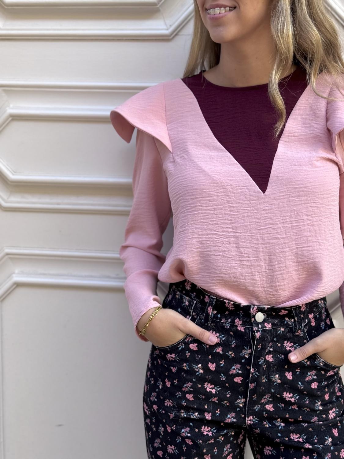 BLUSA PICO CONTRASTE V Rosa