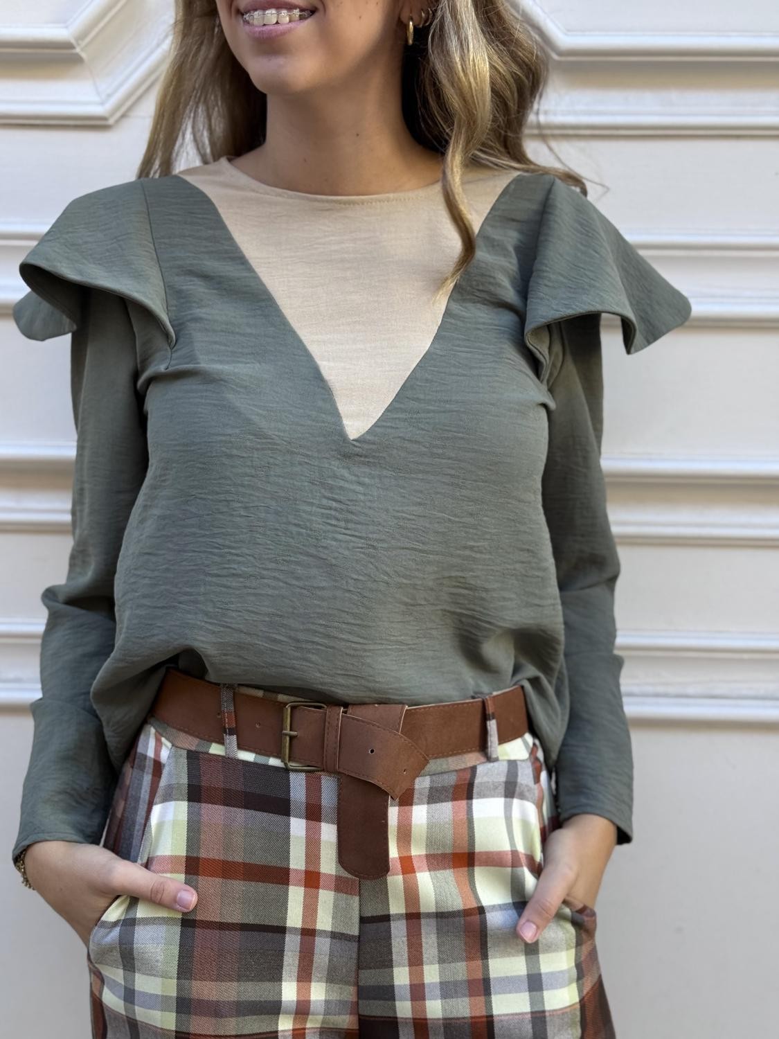 BLUSA PICO CONTRASTE V Verde