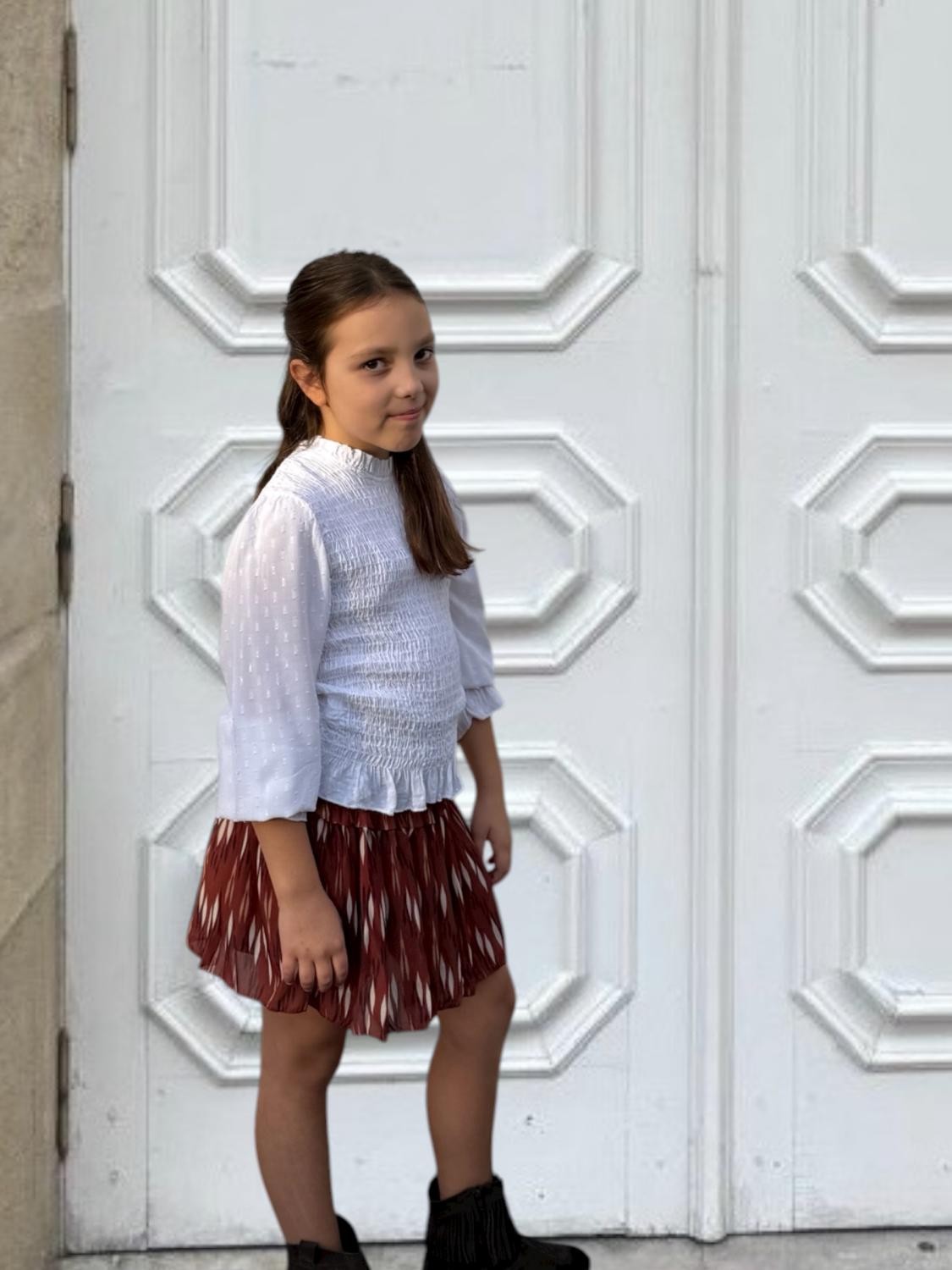 FALDA TEEN VOLANTES IKAT MARRÓN Marrón