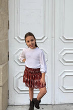 FALDA TEEN VOLANTES IKAT MARRÓN Marrón