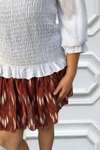 FALDA TEEN VOLANTES IKAT MARRÓN Marrón