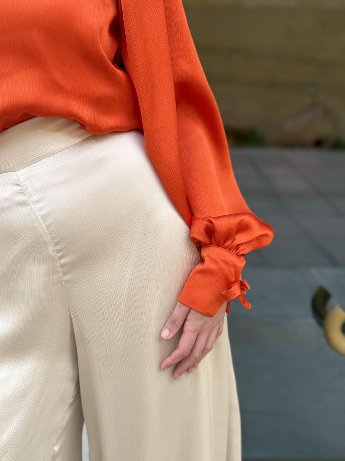 BLUSA INVITADA GASA ARCILLA TEJA Teja