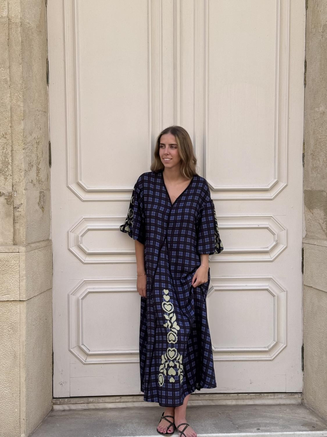 VESTIDO TÚNICA CORAZONES TARTÁN Azul