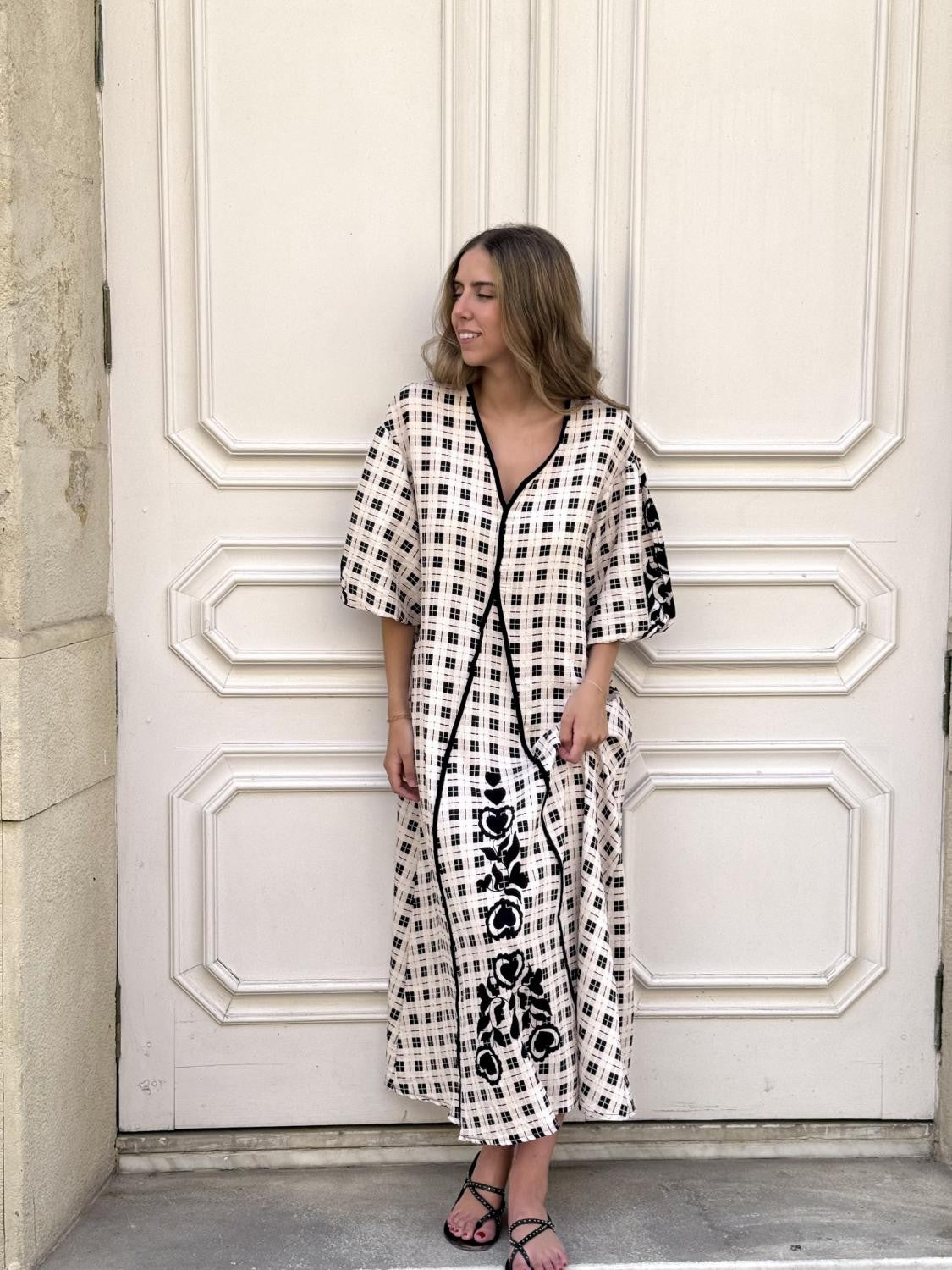 VESTIDO TÚNICA CORAZONES TARTÁN Negro