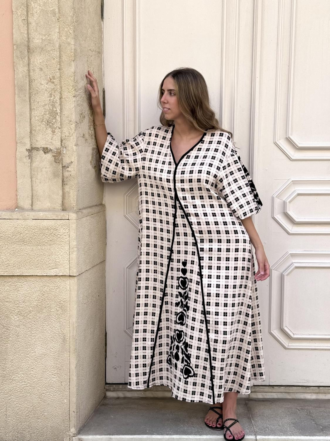 VESTIDO TÚNICA CORAZONES TARTÁN Negro