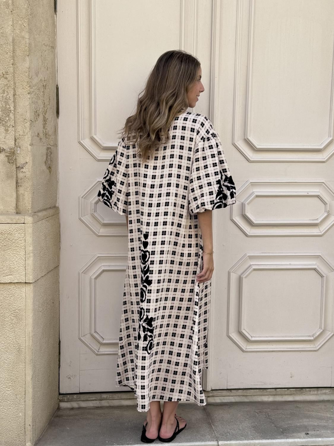 VESTIDO TÚNICA CORAZONES TARTÁN Negro