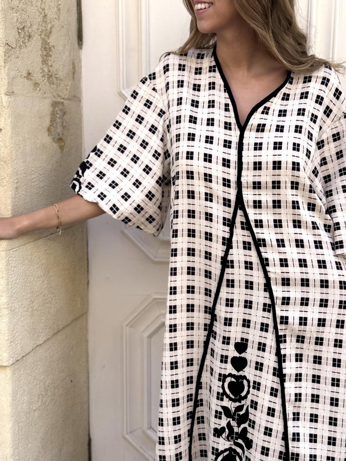 VESTIDO TÚNICA CORAZONES TARTÁN Negro