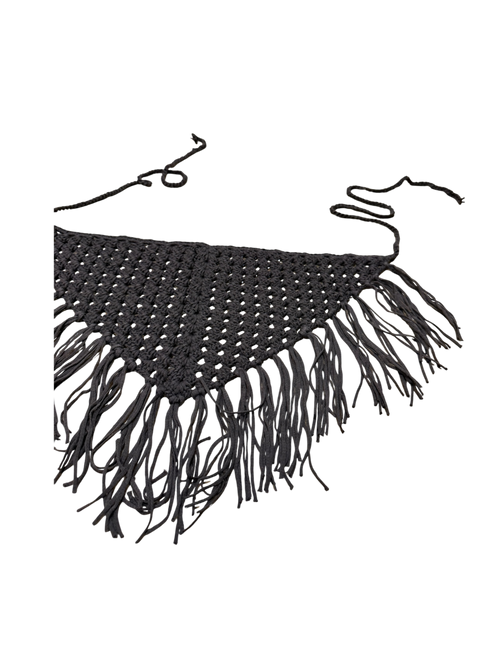 BANDANA MULTIFUNCIÓN CROCHÉ Y FLECOS MARRÓN Marrón