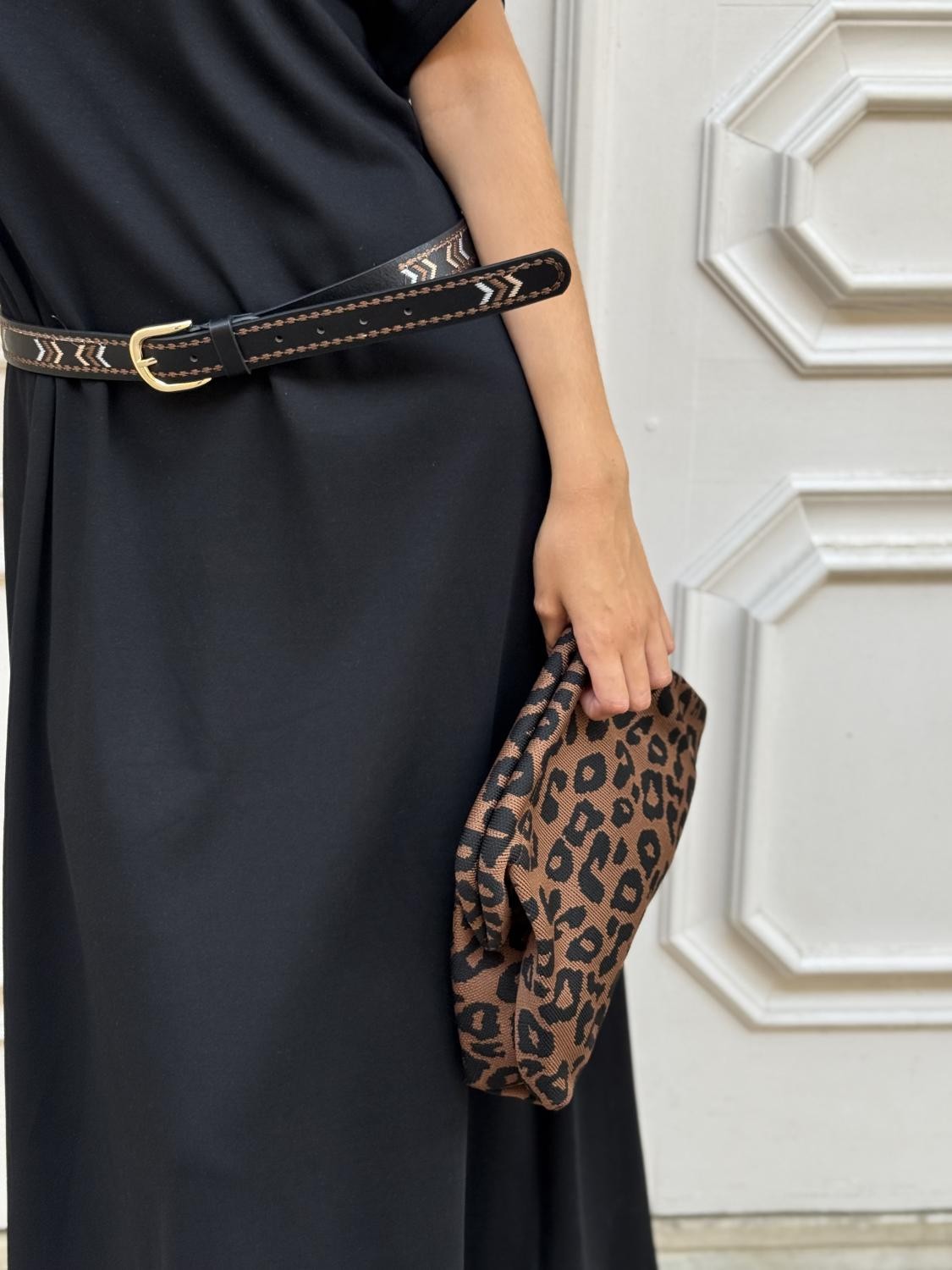 BOLSO PUNTO TEJIDO LEOPARDO MARRÓN Marrón