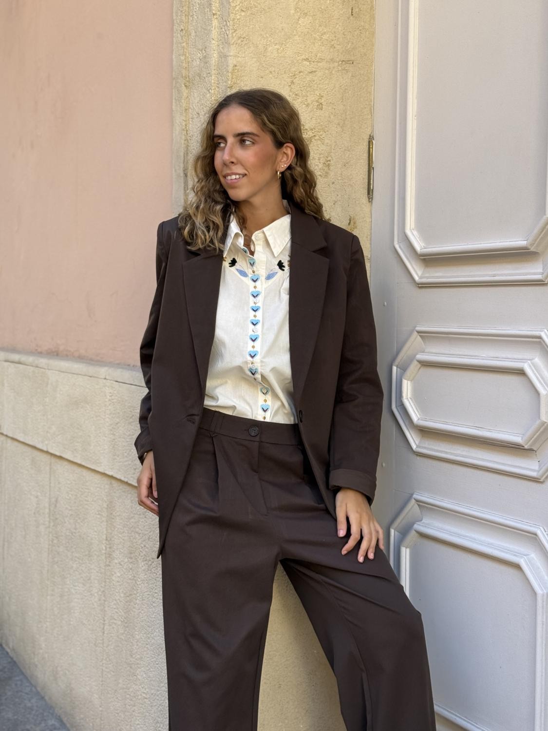 BLAZER BASIC CAFÉ SOLO Marrón