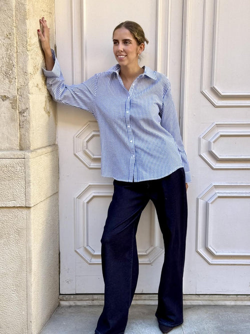 CAMISA OXFORD RAYITAS HAMPTON AZUL Azul