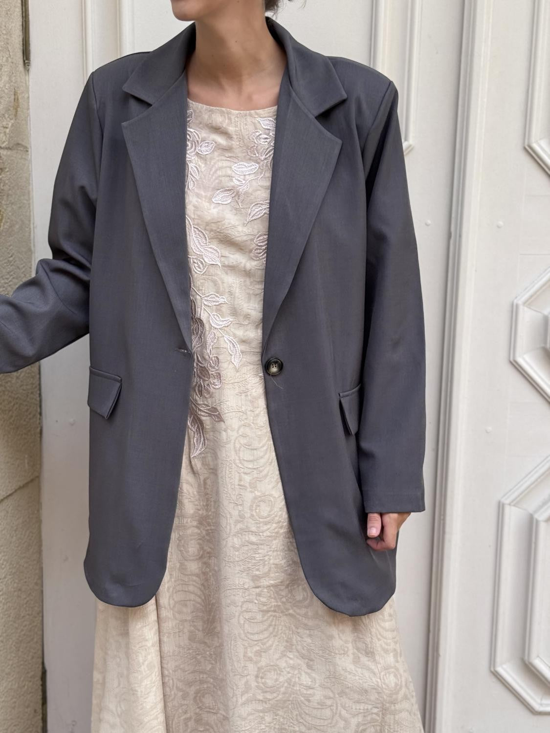 BLAZER OVERSIZE BASIC CLUB Gris