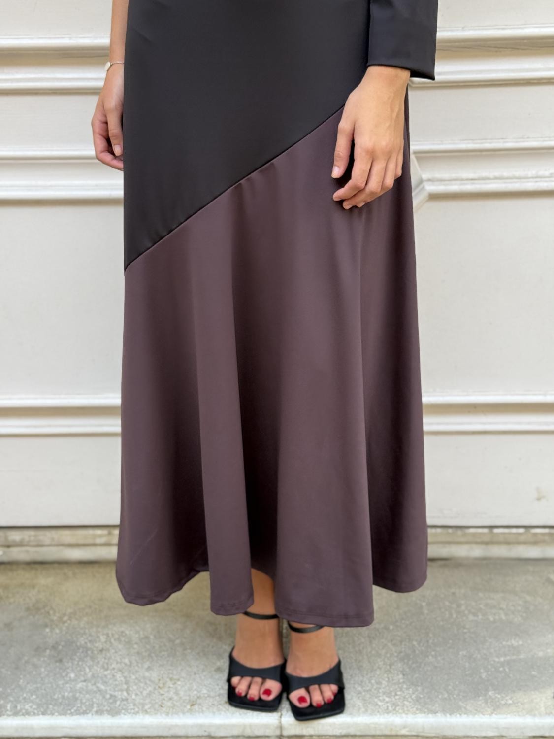 VESTIDO PUNTO DE SEDA BICOLOR NAMI Negro