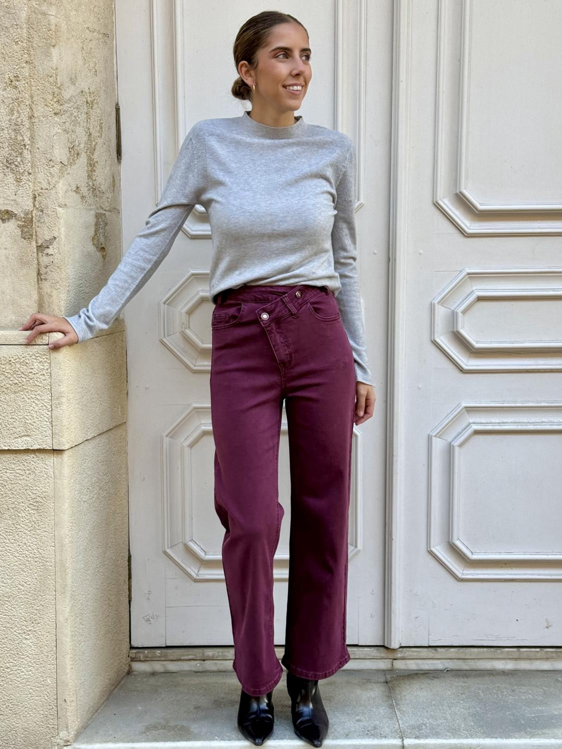 PANTALÓN VAQUERO CRISS CROSS Burdeos