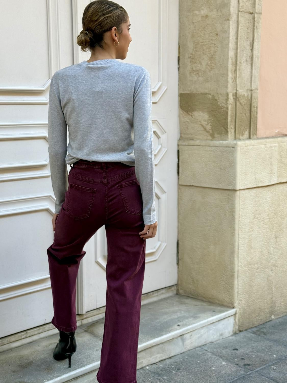 PANTALÓN VAQUERO CRISS CROSS Burdeos
