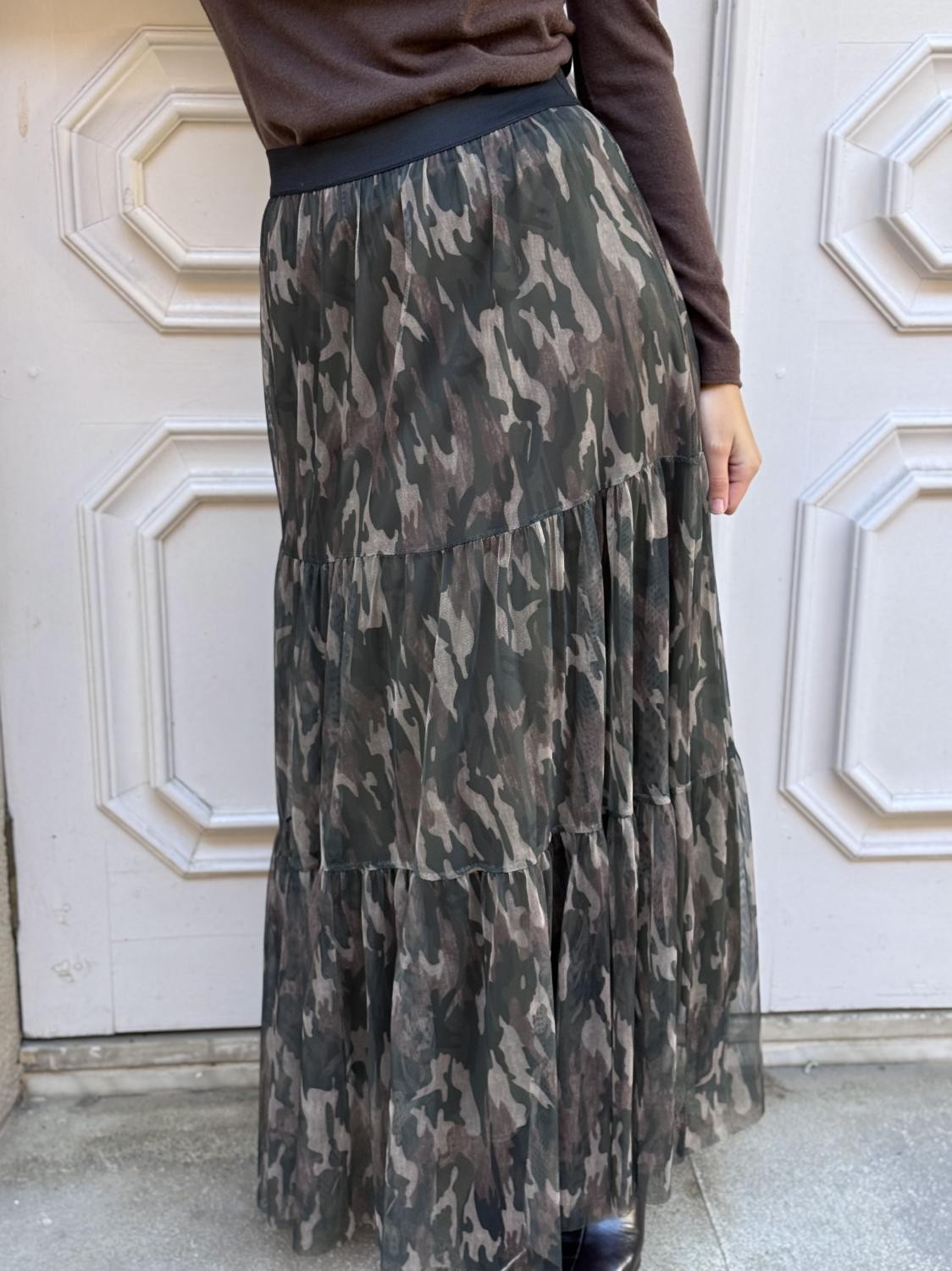 FALDA DE TUL ESTAMPADA MILITAR LA INDOMABLE - VERDE