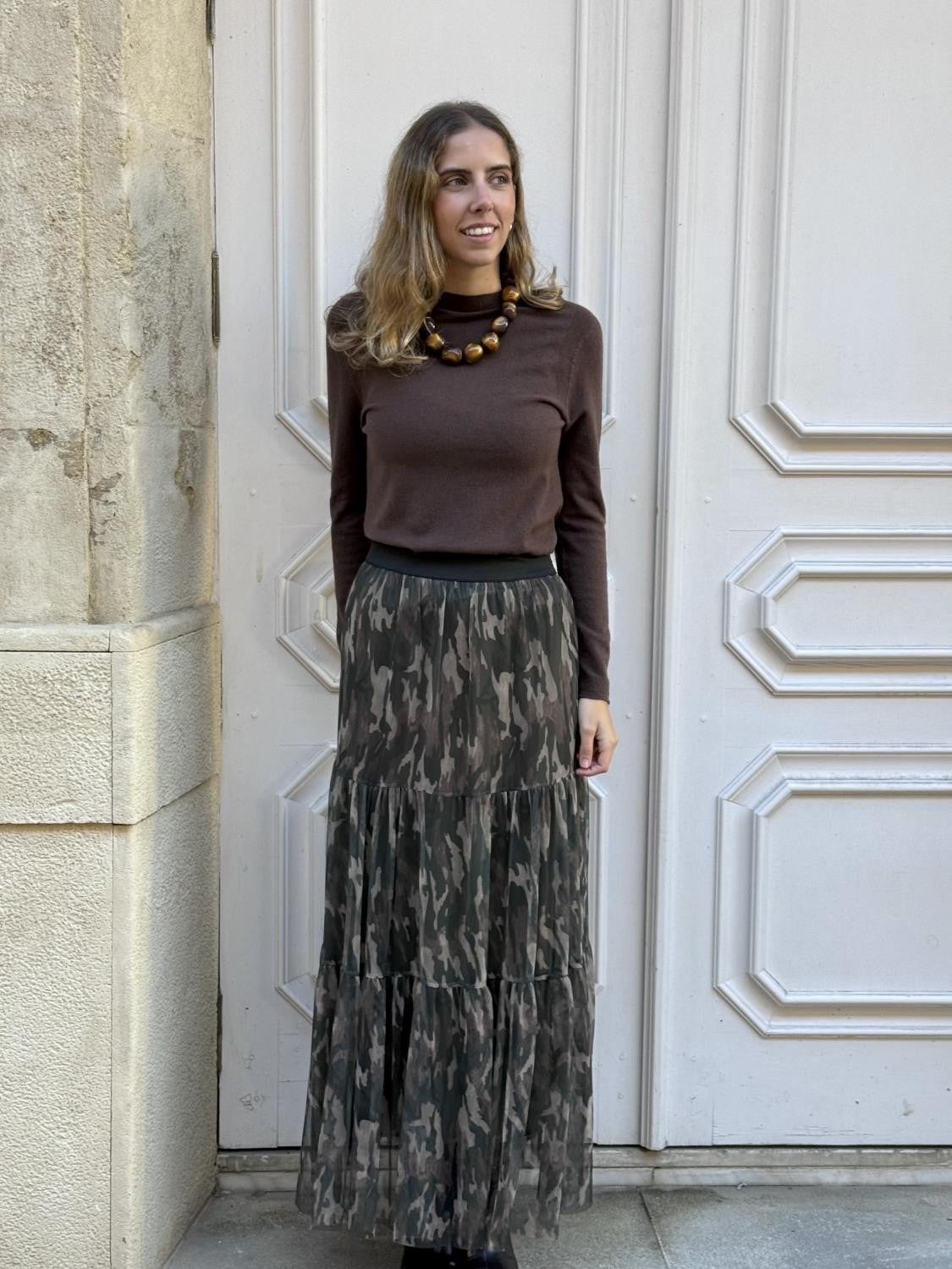 FALDA DE TUL ESTAMPADA MILITAR LA INDOMABLE - VERDE