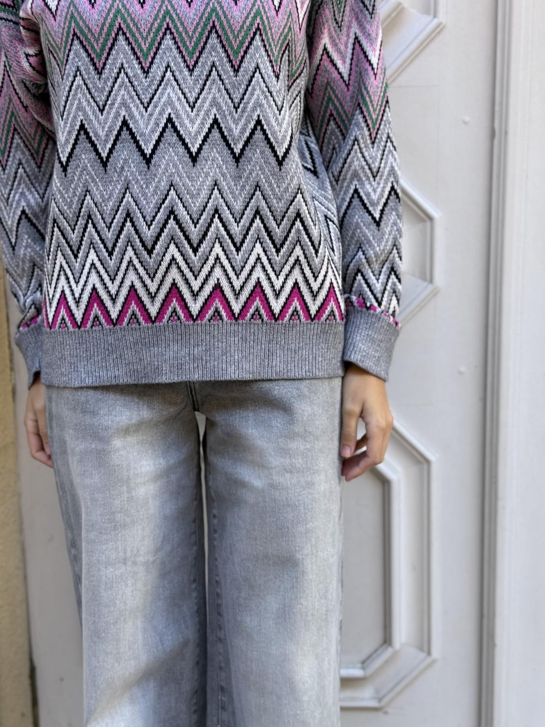 JERSEY ZIGZAG PUNTO ELECTROCÁRDIOGRAMA - GRIS