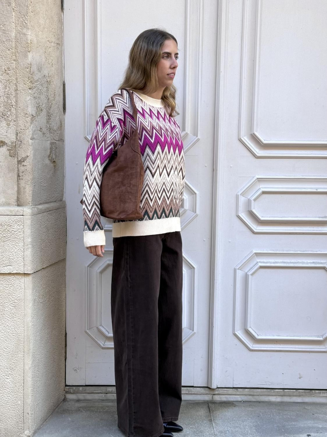 JERSEY ZIGZAG PUNTO ELECTROCÁRDIOGRAMA - BEIGE