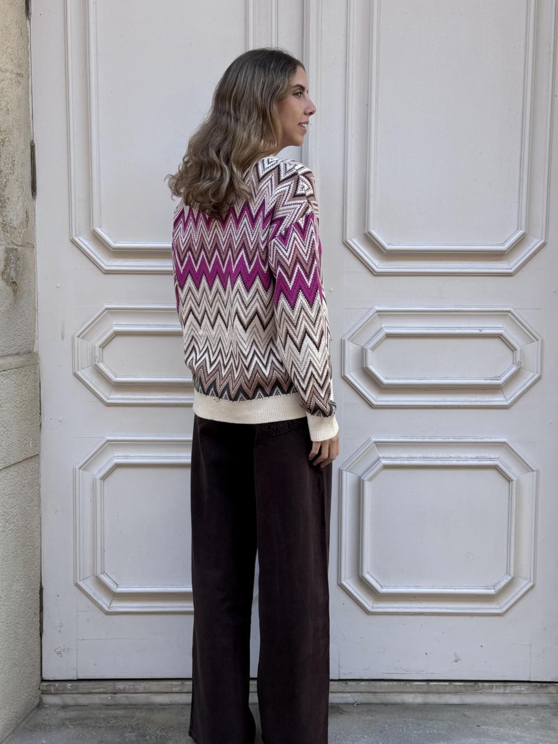 JERSEY ZIGZAG PUNTO ELECTROCÁRDIOGRAMA - BEIGE