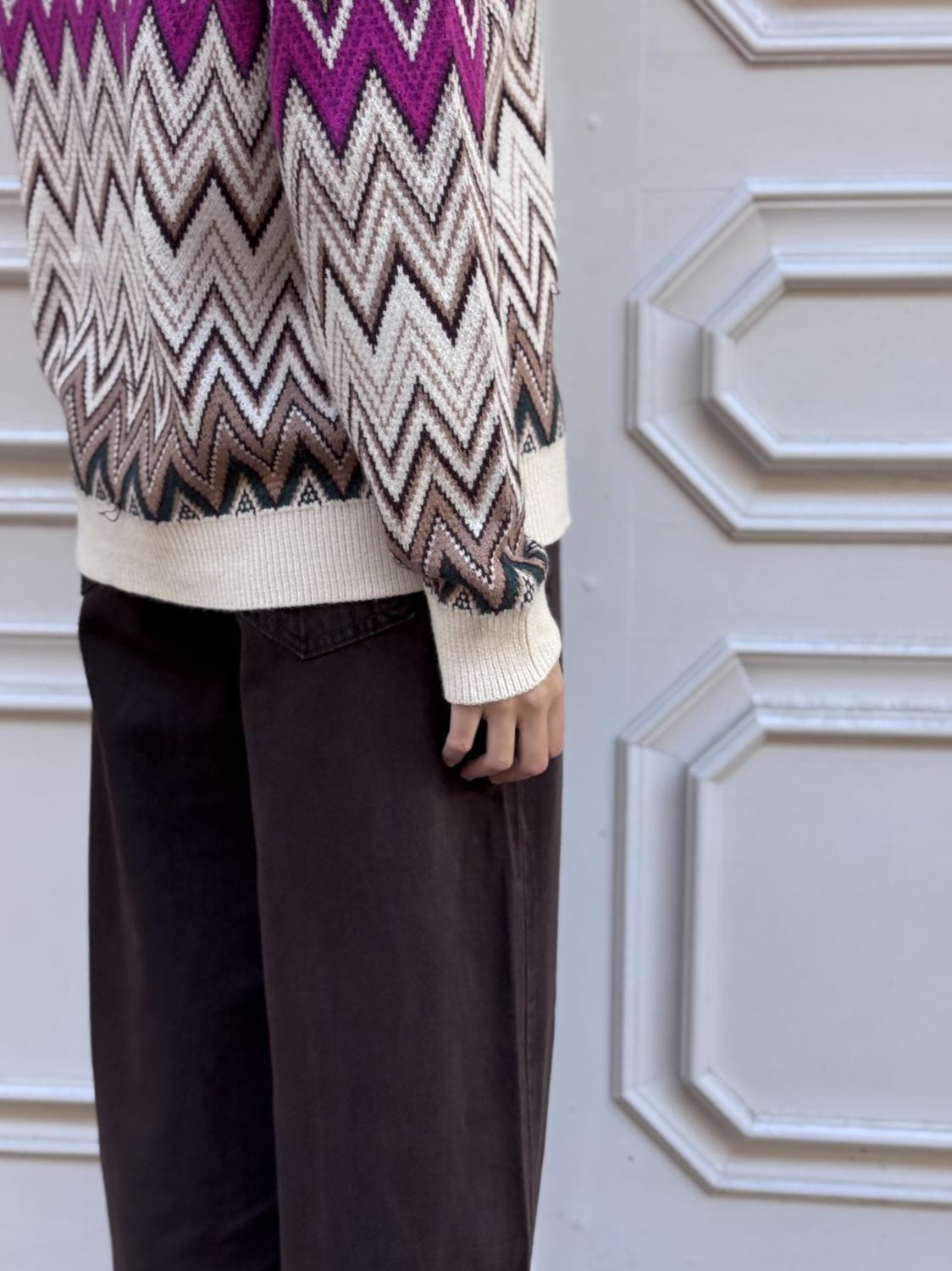 JERSEY ZIGZAG PUNTO ELECTROCÁRDIOGRAMA - BEIGE
