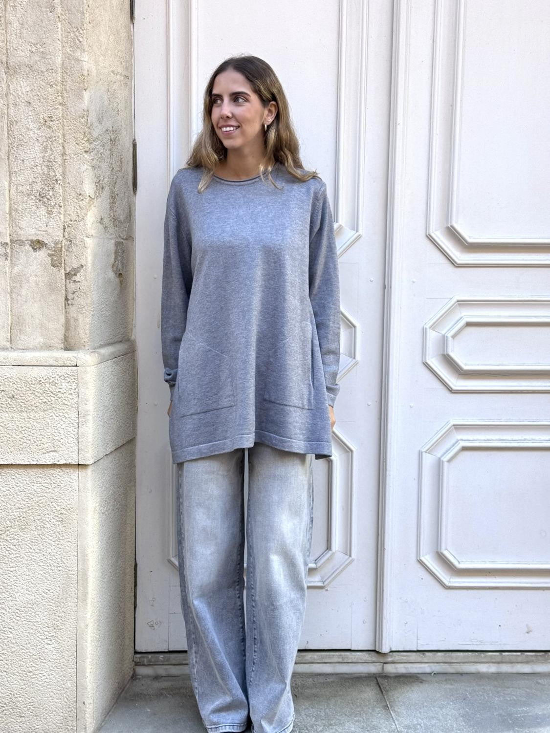 JERSEY SÚPEROVERSIZE BOLSILLOS - GRIS