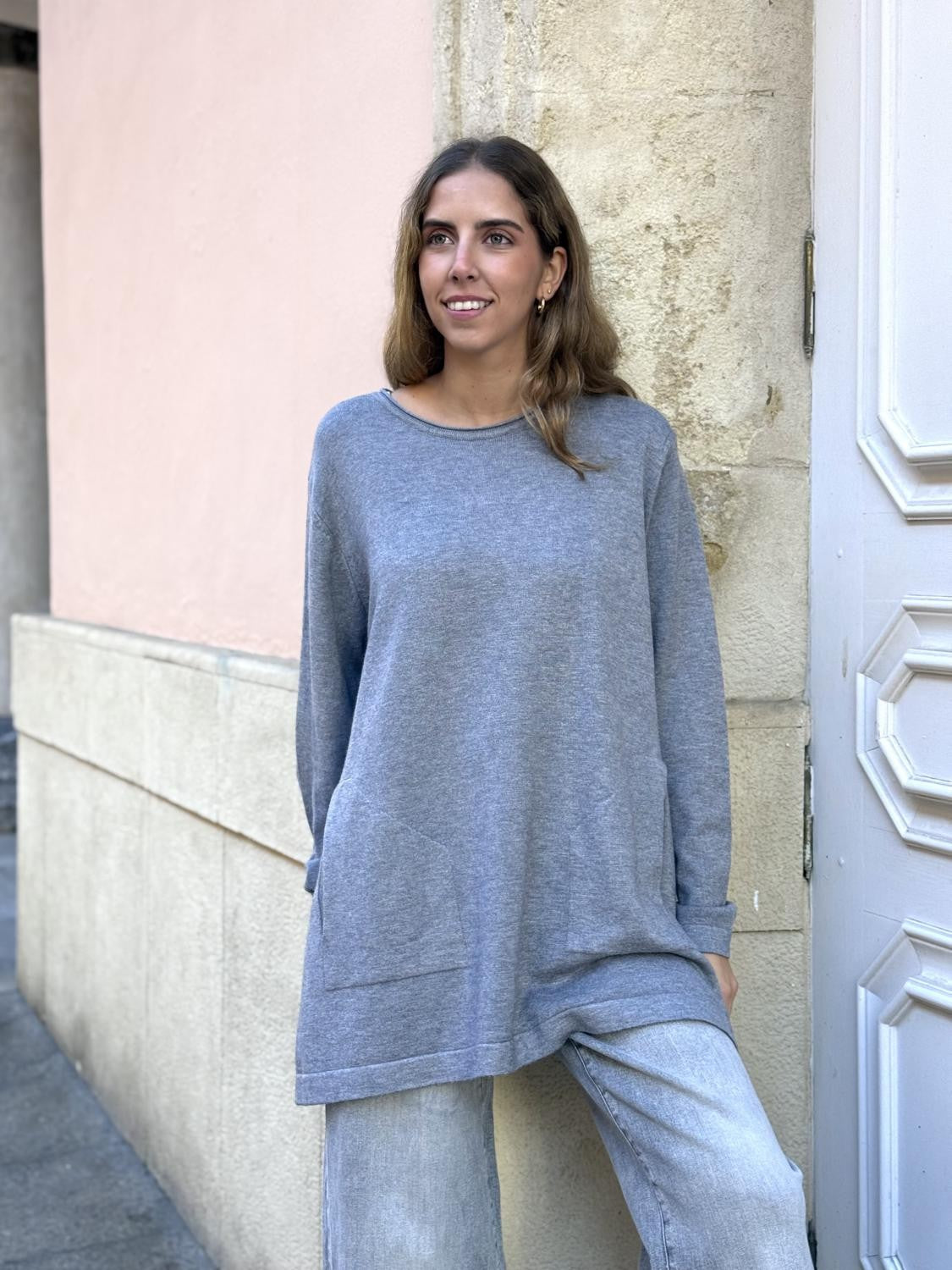 JERSEY SÚPEROVERSIZE BOLSILLOS - GRIS