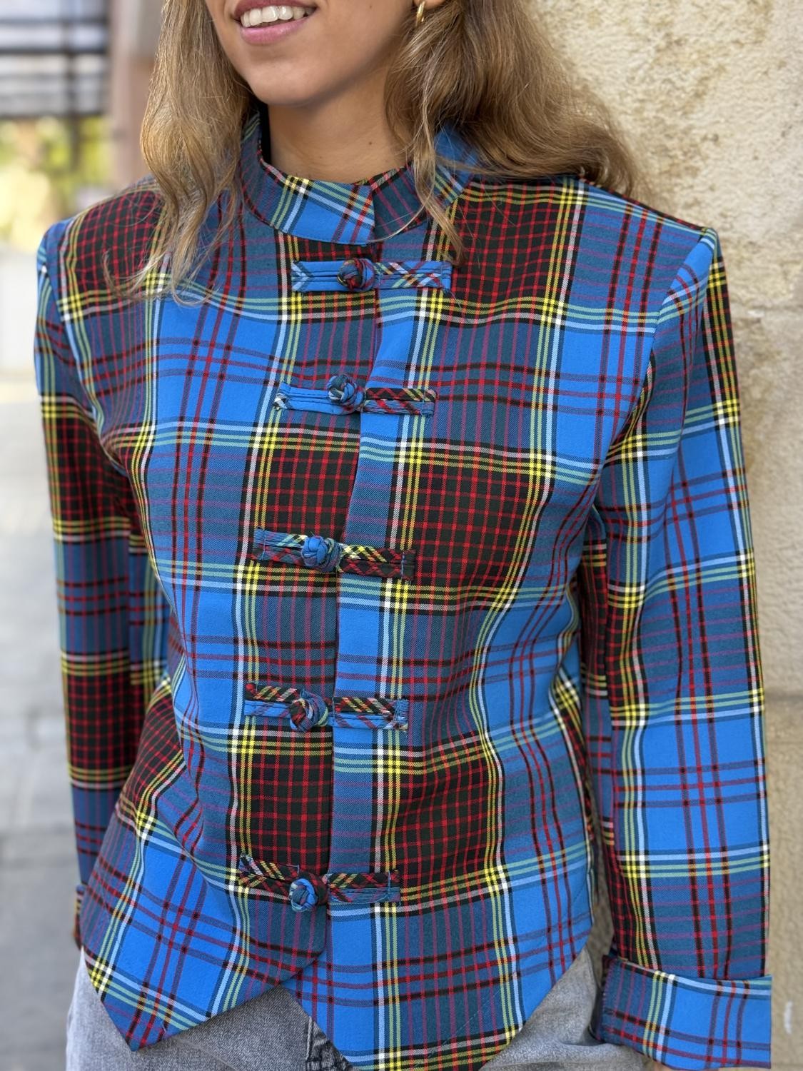 CHAQUETA CUADROS TARTÁN NAPOLEÓN - AZUL