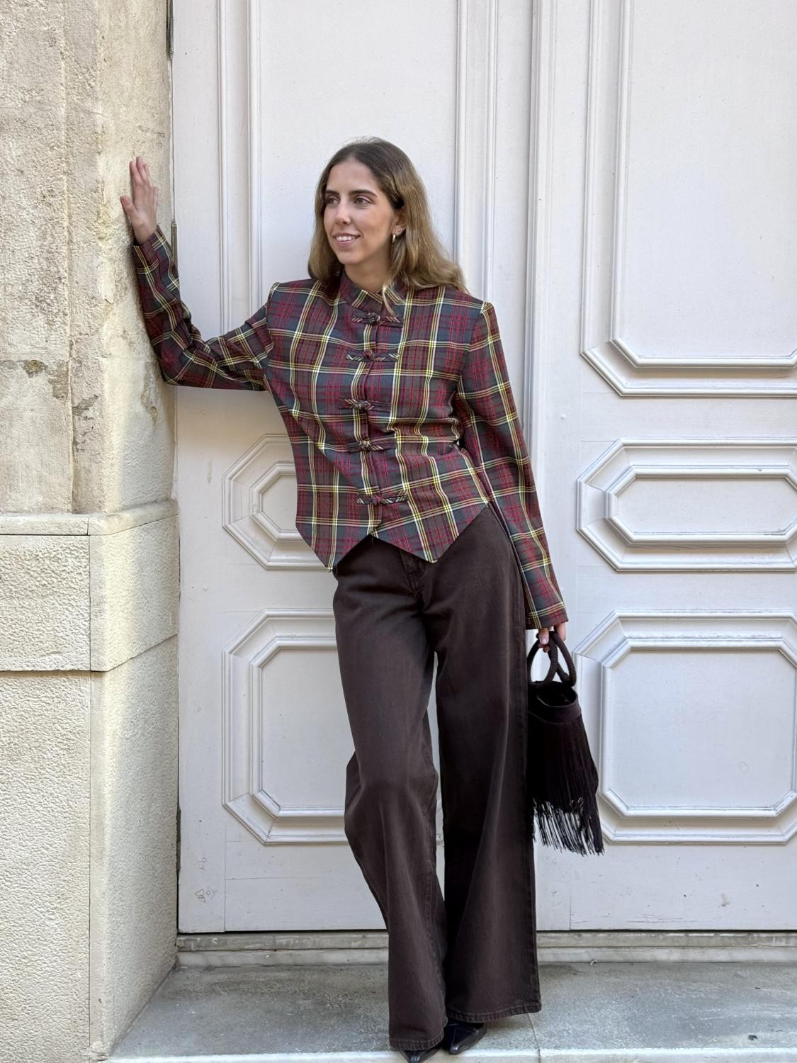 CHAQUETA CUADROS TARTÁN NAPOLEÓN - MARRÓN