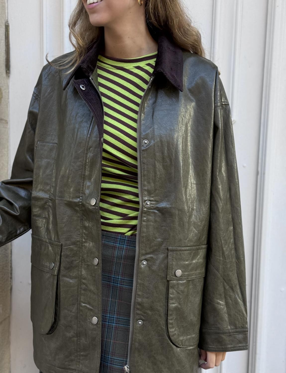 CHAQUETA EFECTO PIEL LA HEREDERA - VERDE