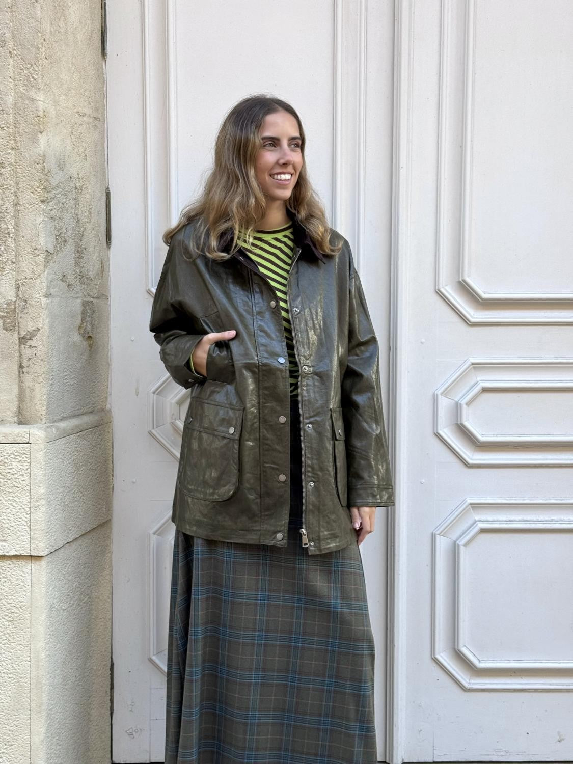 CHAQUETA EFECTO PIEL LA HEREDERA - VERDE