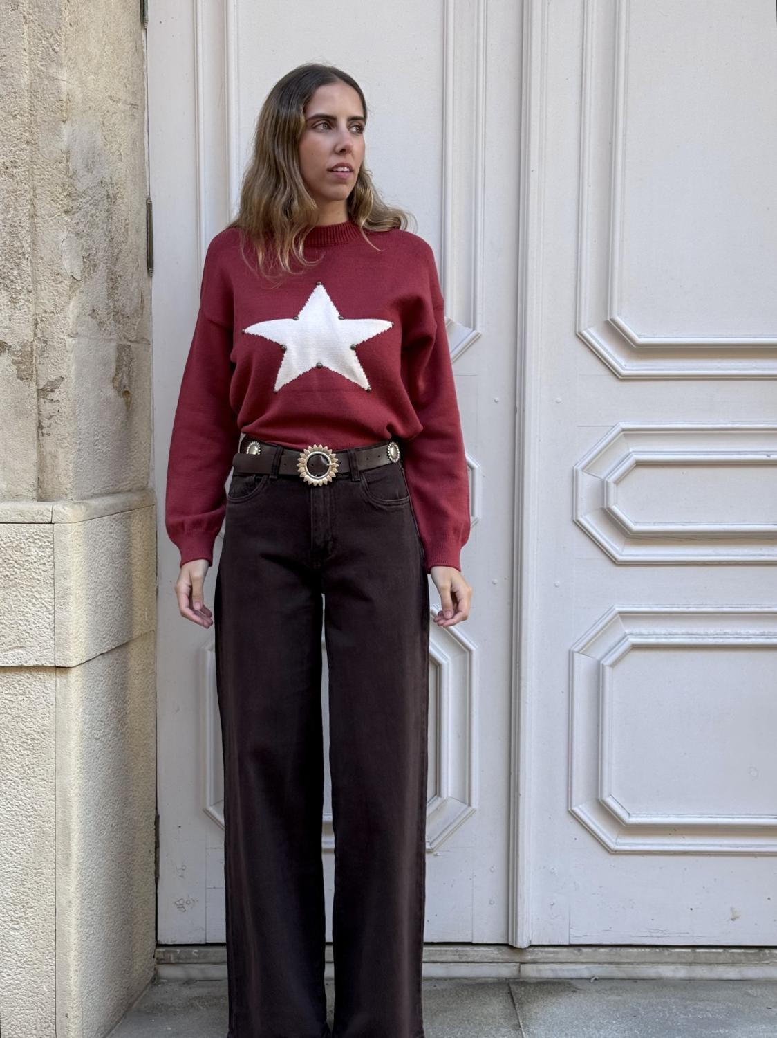 PANTALÓN VAQUERO WIDE LEG VIEJA GLORIA - MARRÓN