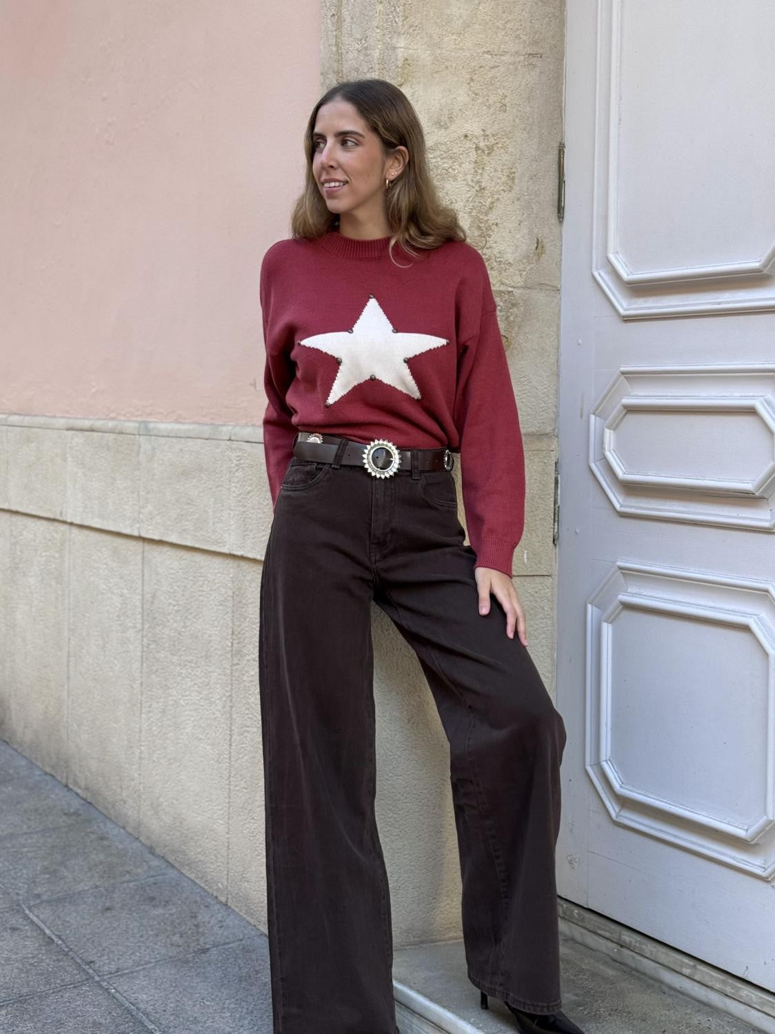 PANTALÓN VAQUERO WIDE LEG VIEJA GLORIA - MARRÓN