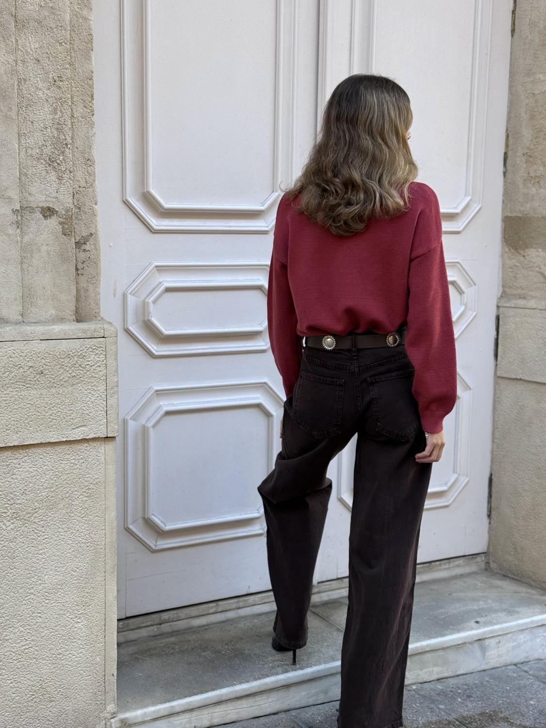 PANTALÓN VAQUERO WIDE LEG VIEJA GLORIA - MARRÓN