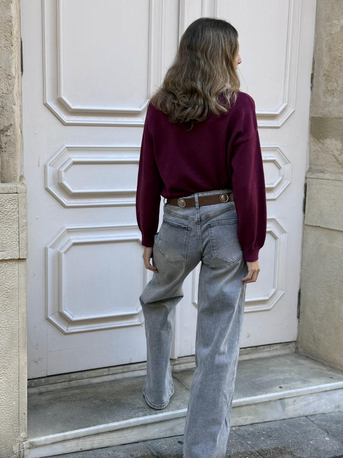 PANTALÓN VAQUERO WIDE LEG VIEJA GLORIA - GRIS