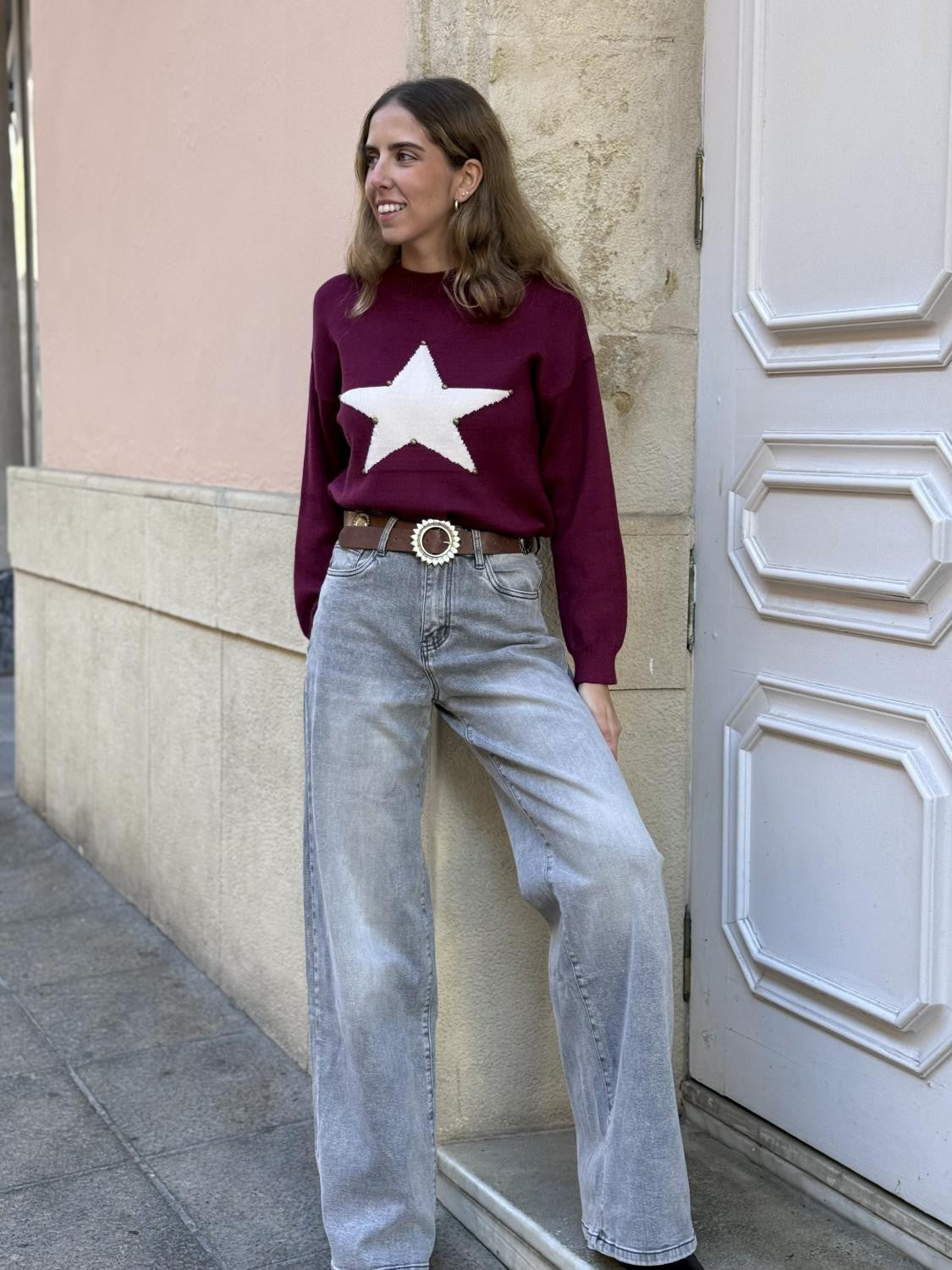 PANTALÓN VAQUERO WIDE LEG VIEJA GLORIA - GRIS