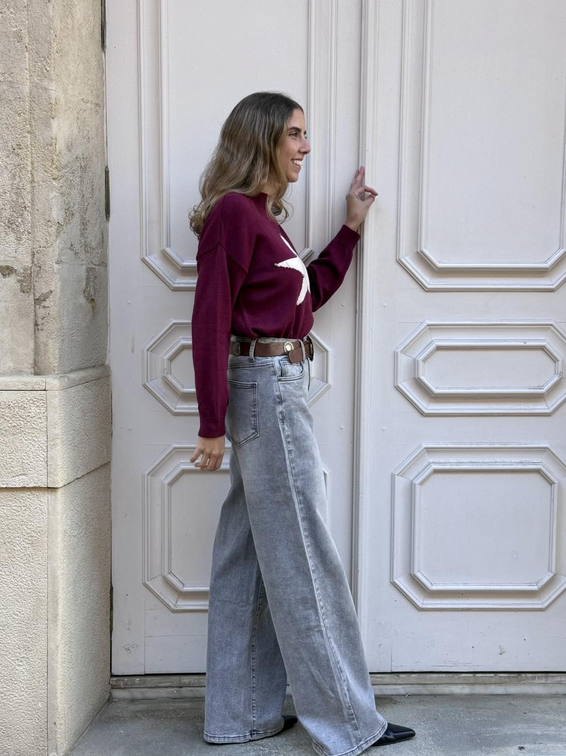 PANTALÓN VAQUERO WIDE LEG VIEJA GLORIA - GRIS