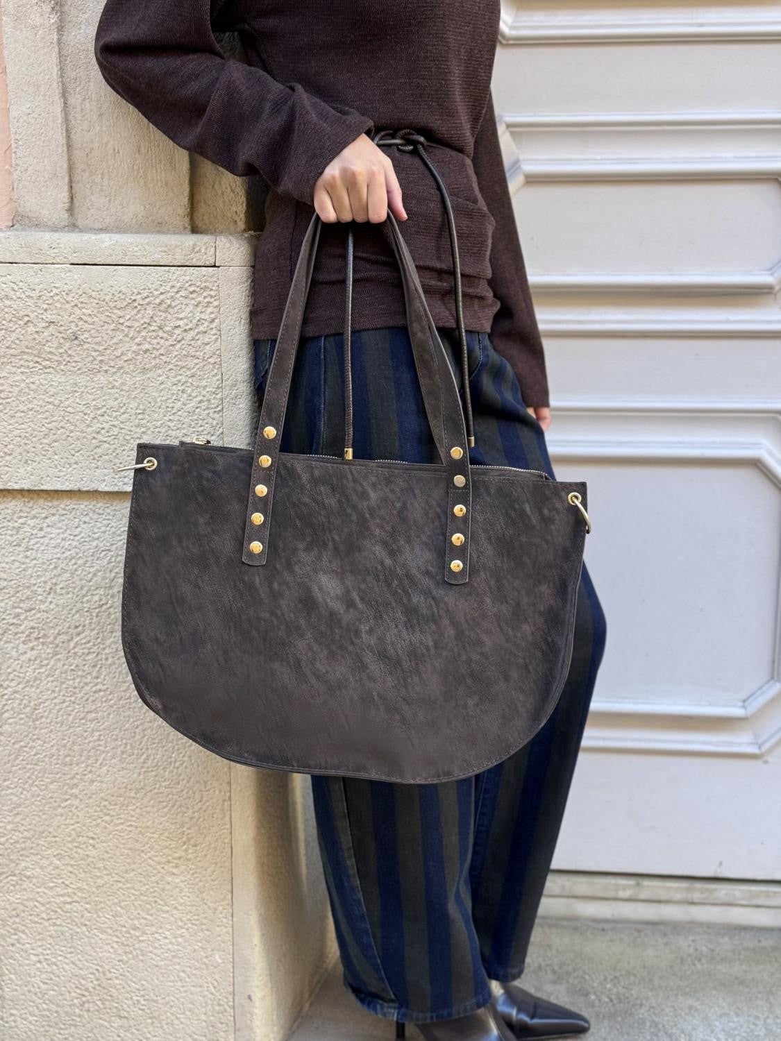 BOLSO SHOPPER EFECTO PIEL LA TODOTERRENO - MARRÓN