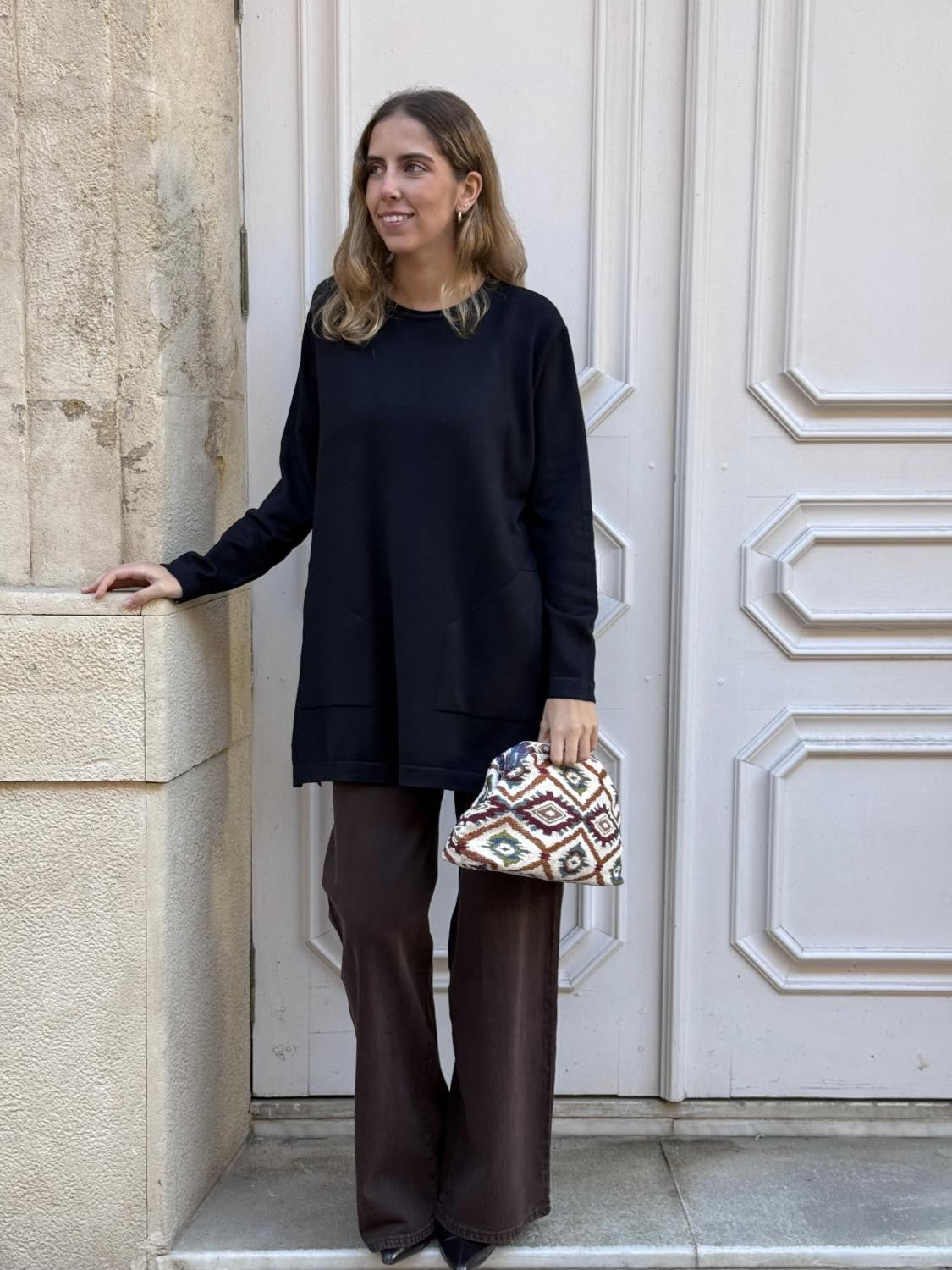 BOLSO CARTERA TAPICERIA ÉTNICO - BEIGE