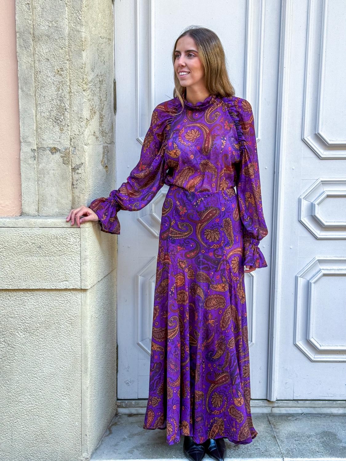 CONJUNTO BLUSA Y FALDA PECADO ORIGINAL - MORADO