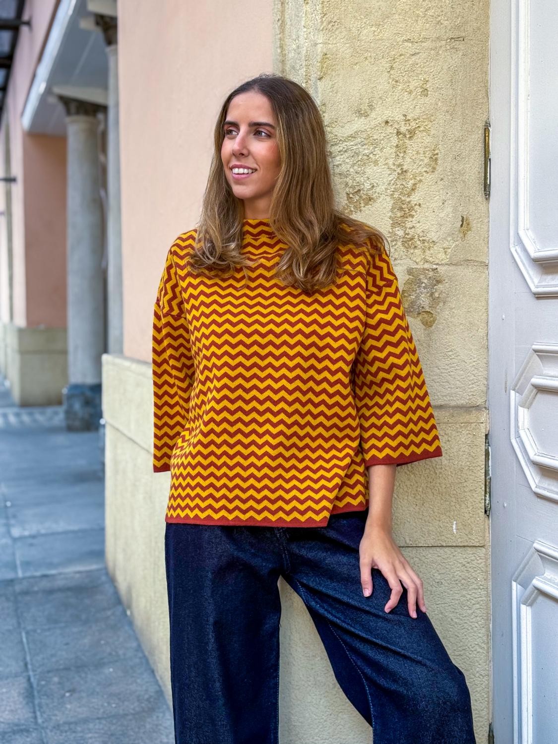 JERSEY ZIGZAG DE PUNTO ZIGGY - MOSTAZA