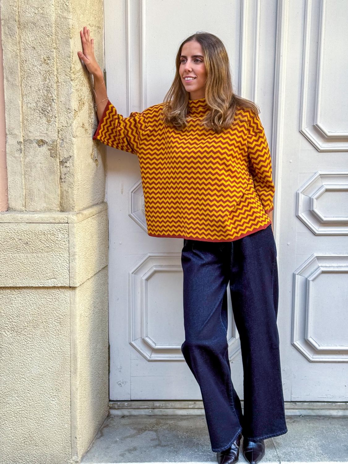 JERSEY ZIGZAG DE PUNTO ZIGGY - MOSTAZA