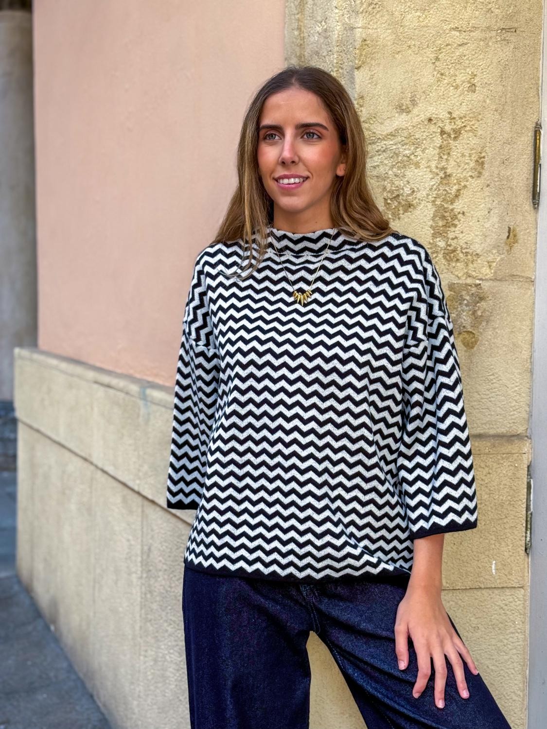 JERSEY ZIGZAG DE PUNTO ZIGGY - NEGRO