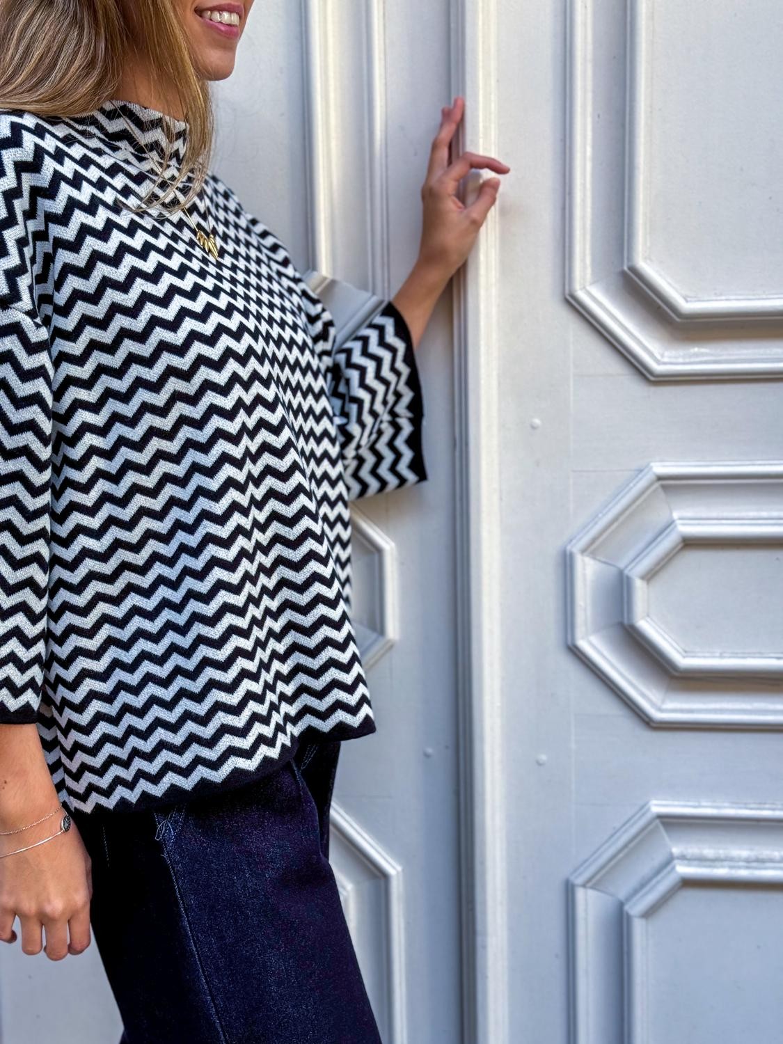 JERSEY ZIGZAG DE PUNTO ZIGGY - NEGRO